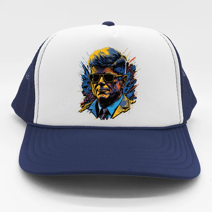 Retro John F Kennedy Pop Trucker Hat