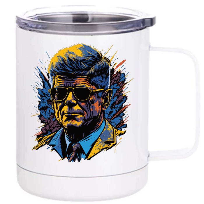 Retro John F Kennedy Pop Front & Back 12oz Stainless Steel Tumbler Cup