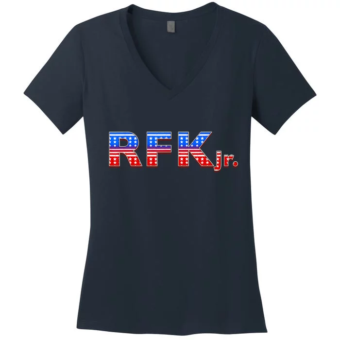 RFK Jr. For President 2024 Stars And Stripes Red White Blue Women's V-Neck T-Shirt