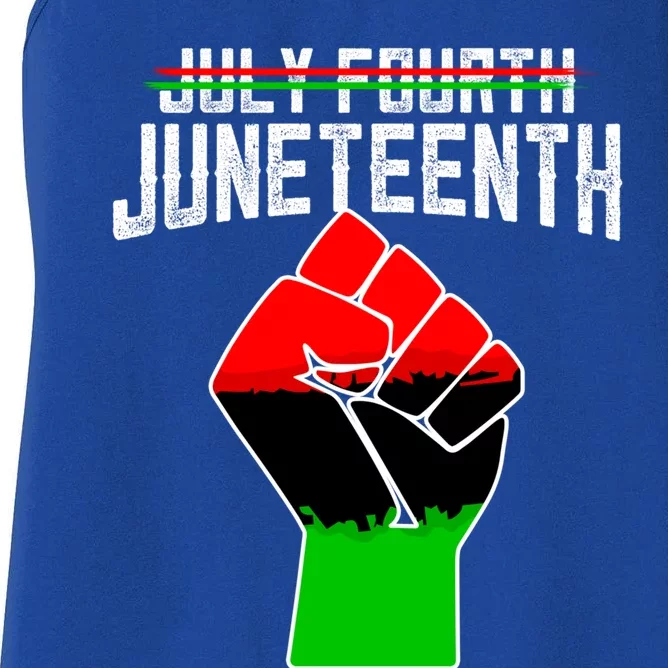 Retro July Fourth Juneteenth 1865 African Fist Gift Women's Racerback Tank