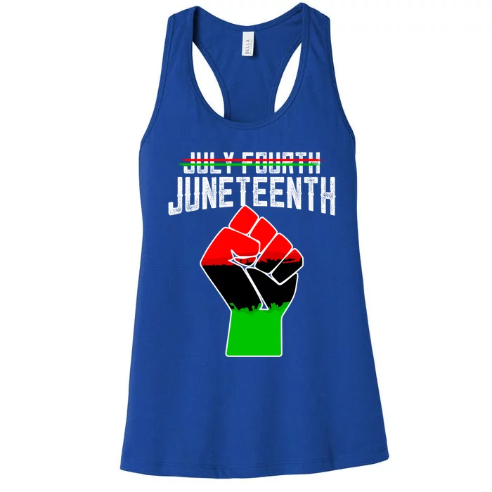 Retro July Fourth Juneteenth 1865 African Fist Gift Women's Racerback Tank