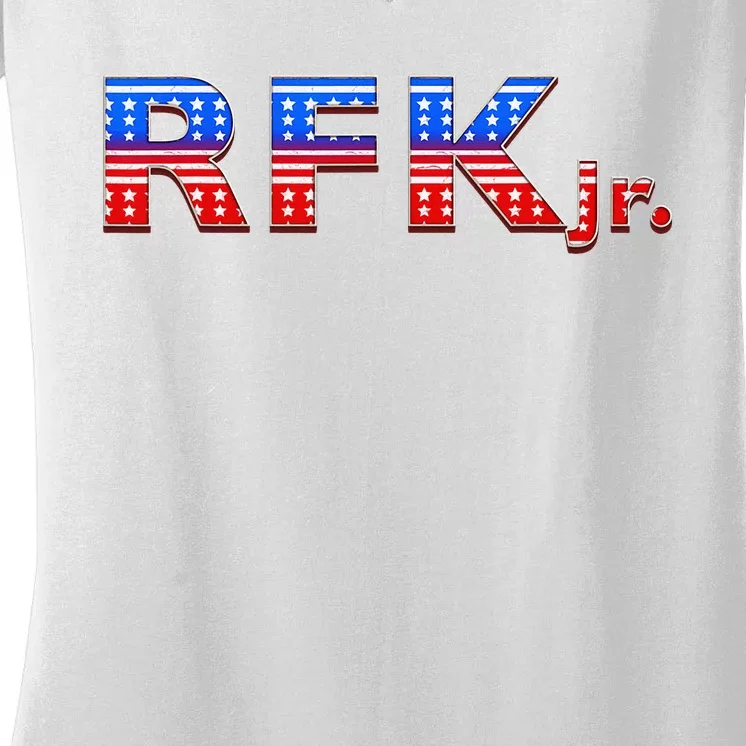 RFK Jr. for President 2024 Stars and Stripes Red White Blue Women's V-Neck T-Shirt