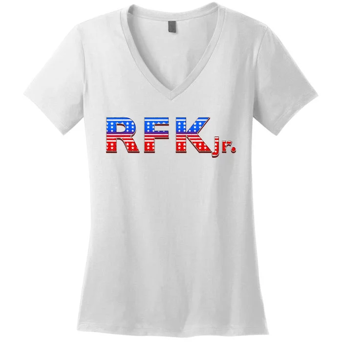 RFK Jr. for President 2024 Stars and Stripes Red White Blue Women's V-Neck T-Shirt