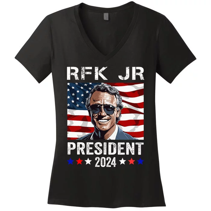 Rfk Jr For President 2024 Robert Kennedy Jr 24 Women's V-Neck T-Shirt