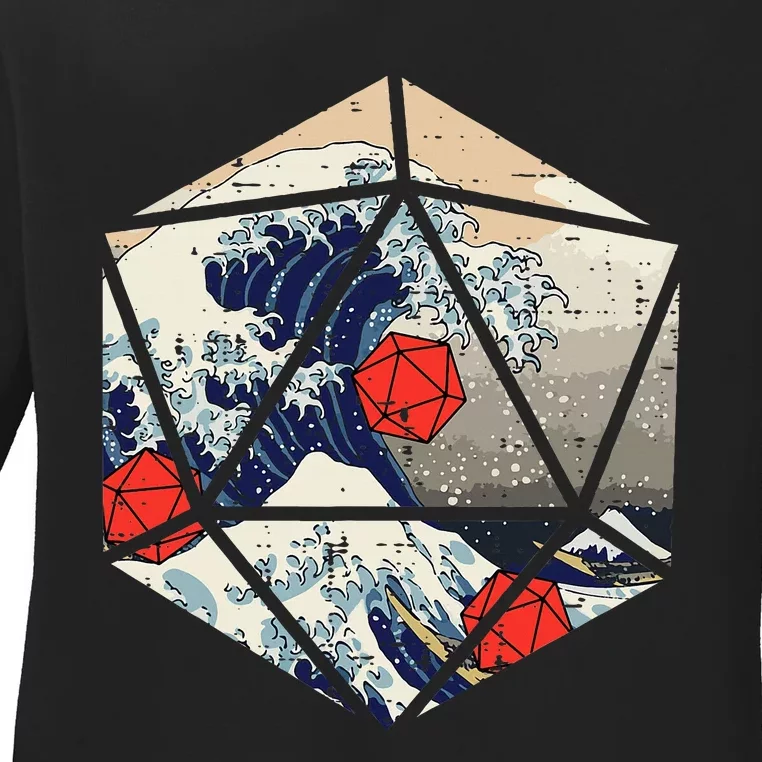 Rpg Japanese Great Wave Gamer Ladies Long Sleeve Shirt