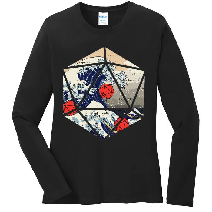 Rpg Japanese Great Wave Gamer Ladies Long Sleeve Shirt