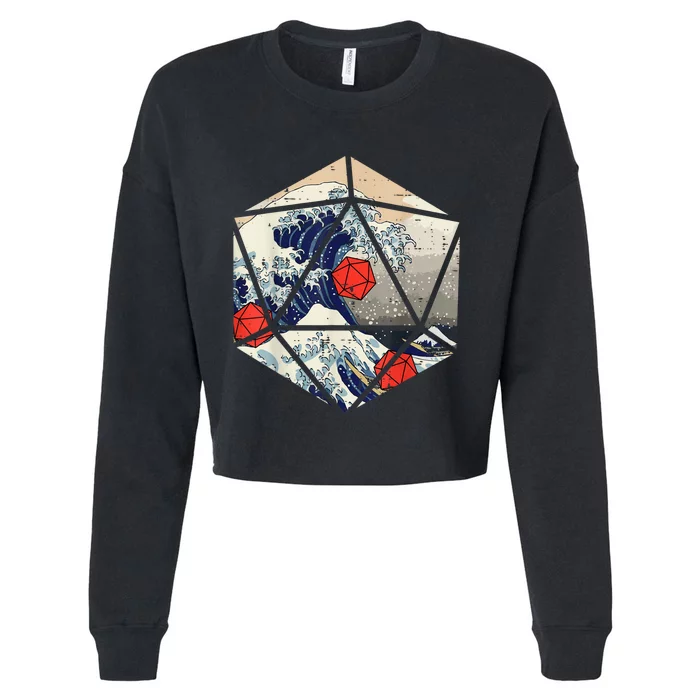 RPG Japanese Great Wave Gamer Men Cropped Pullover Crew