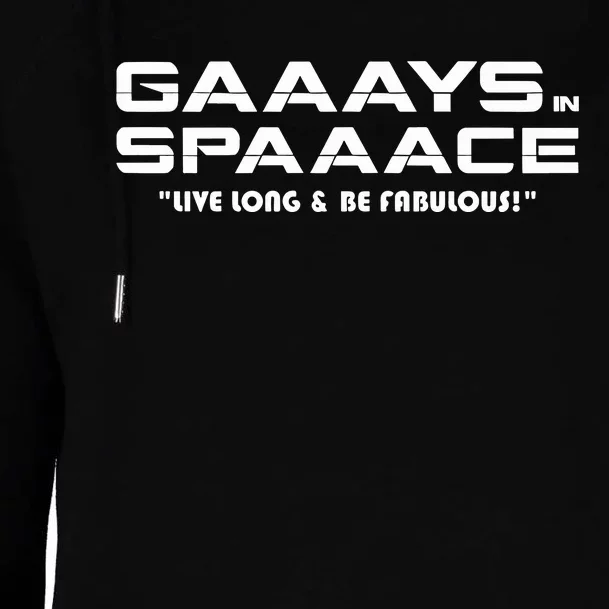 Ross Johnson Gaaays Spaaace Live Long & Be Fabulous Womens Funnel Neck Pullover Hood