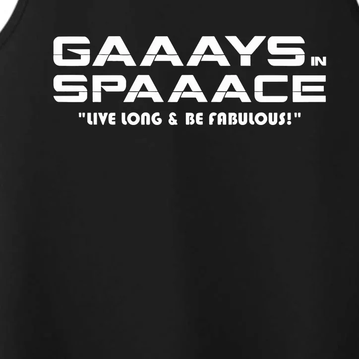 Ross Johnson Gaaays Spaaace Live Long & Be Fabulous Performance Tank