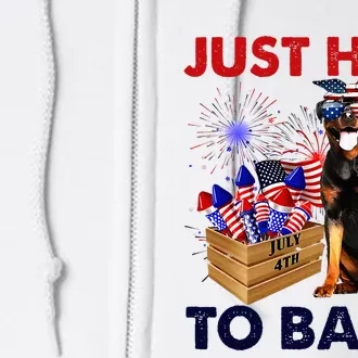 Rottweiler Just Here To Bang American Flag Firework Full Zip Hoodie