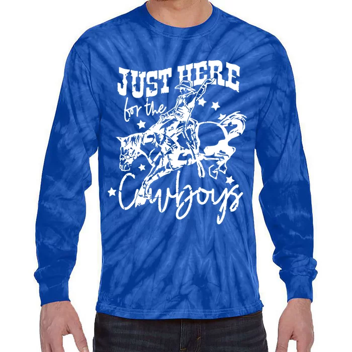 Retro Just Here For The Cow Western Country Cow Gift Tie-Dye Long Sleeve Shirt