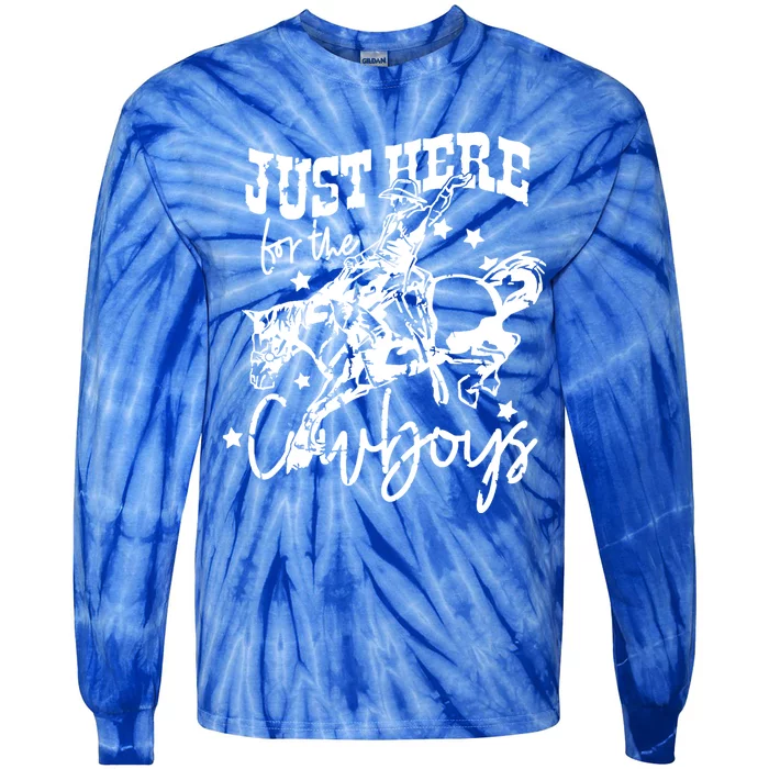 Retro Just Here For The Cow Western Country Cow Gift Tie-Dye Long Sleeve Shirt