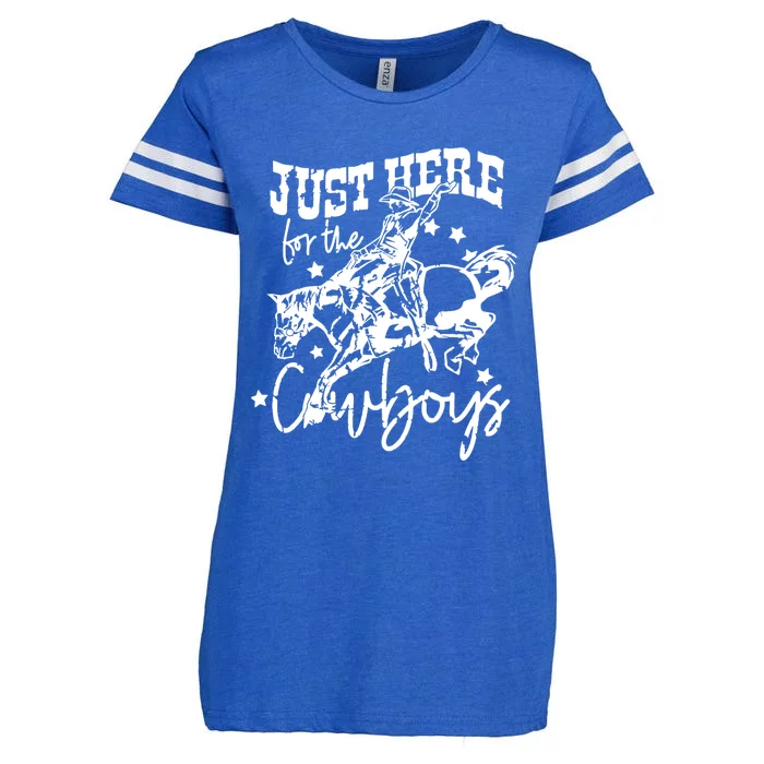 Retro Just Here For The Cow Western Country Cow Gift Enza Ladies Jersey Football T-Shirt