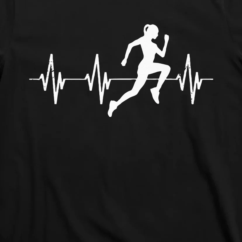 Runner Jogger Heartbeat Heart Line Running Gift T-Shirt