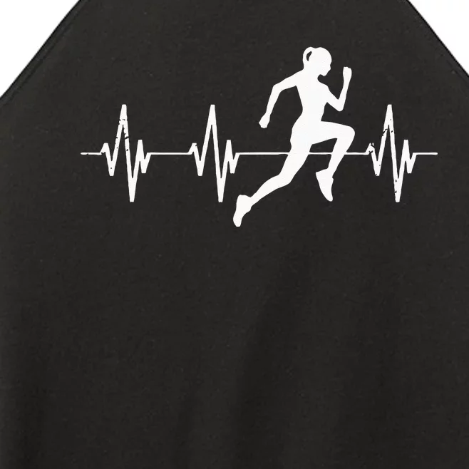 Runner Jogger Heartbeat Heart Line Running Gift Women’s Perfect Tri Rocker Tank