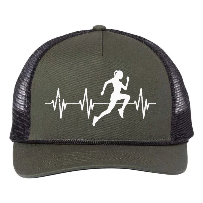 Runner Jogger Heartbeat Heart Line Running Gift Retro Rope Trucker Hat Cap