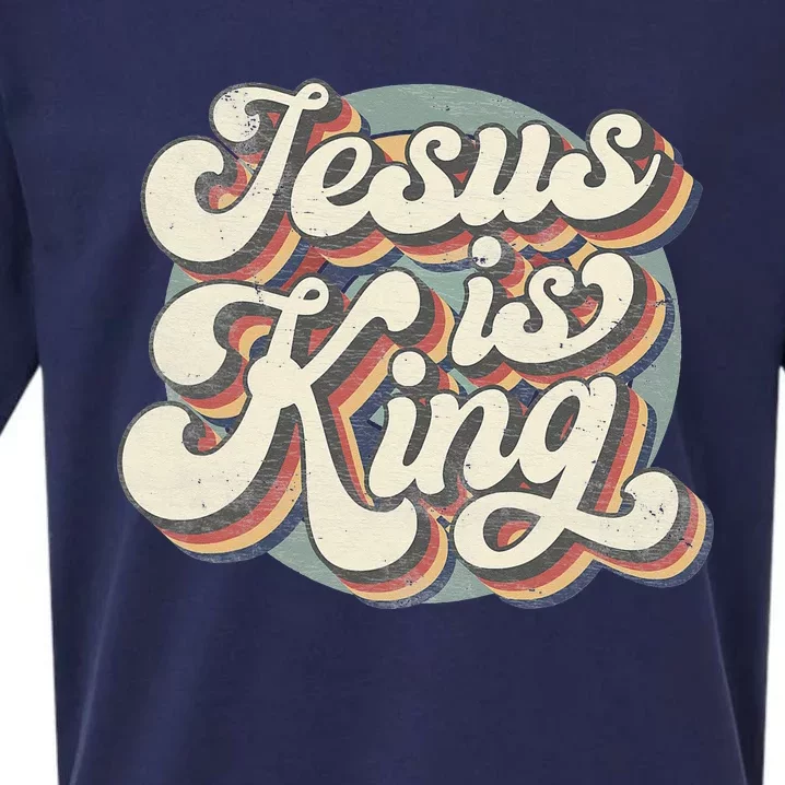 Retro Jesus Is King Christian Bible Religious Sueded Cloud Jersey T-Shirt