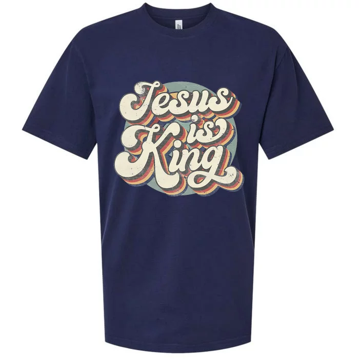 Retro Jesus Is King Christian Bible Religious Sueded Cloud Jersey T-Shirt