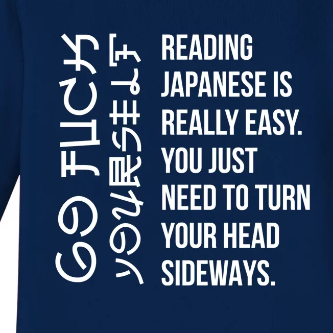 Reading Japanese Is Really Easy Student Quotes Funny Funny Gift Baby Long Sleeve Bodysuit