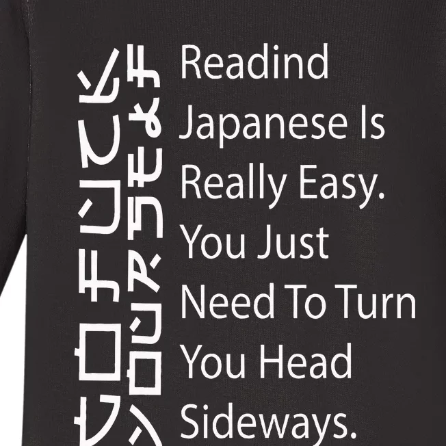 Reading Japanese Is Really Easy Funny Sarcastic Quote Baby Long Sleeve Bodysuit