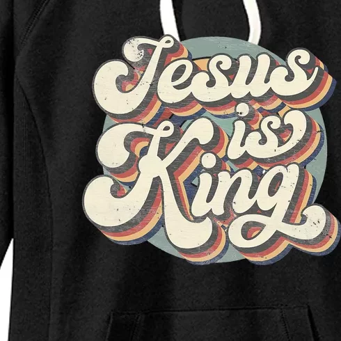 Retro Jesus Is King Christian Bible Religious Women's Fleece Hoodie