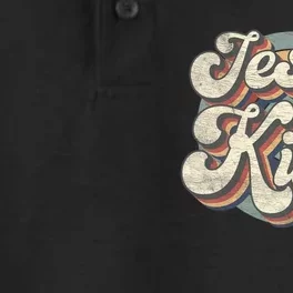 Retro Jesus Is King Christian Bible Religious Dry Zone Grid Performance Polo