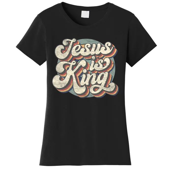 Retro Jesus Is King Christian Bible Religious Women's T-Shirt