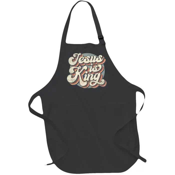 Retro Jesus Is King Christian Bible Religious Womens Full-Length Apron With Pocket