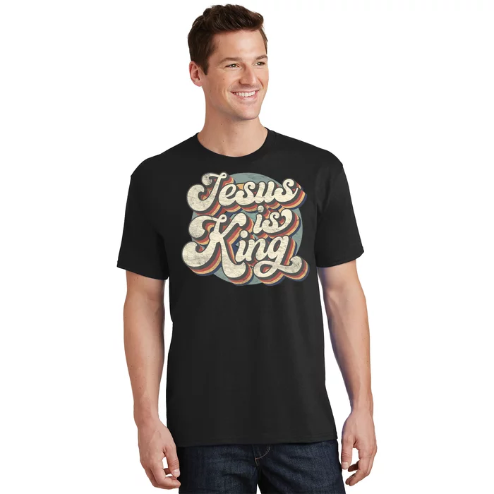 Retro Jesus Is King Christian Bible Religious Womens T-Shirt