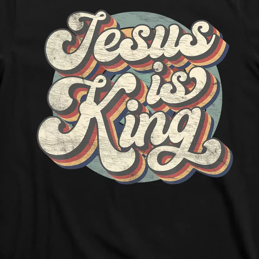 Retro Jesus Is King Christian Bible Religious Womens T-Shirt