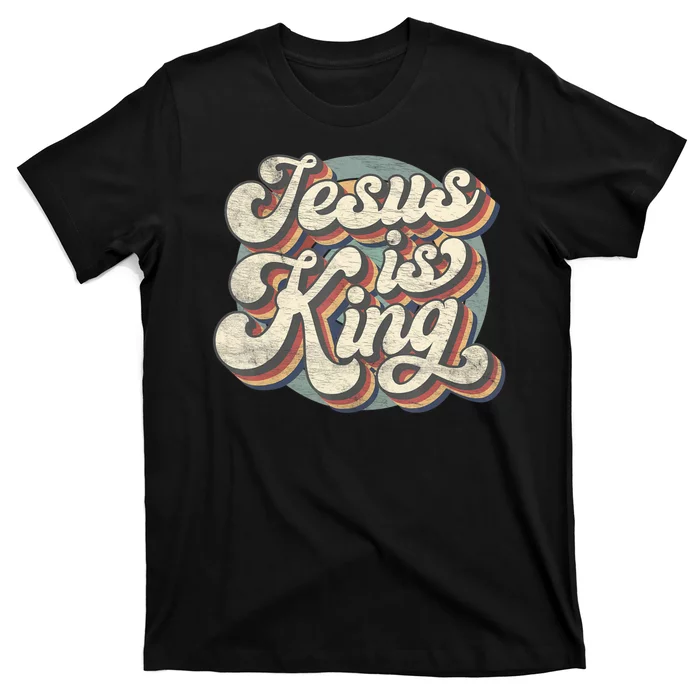 Retro Jesus Is King Christian Bible Religious Womens T-Shirt