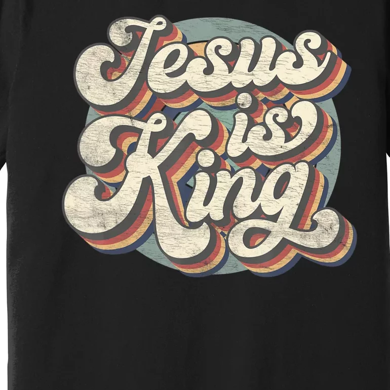 Retro Jesus Is King Christian Bible Religious Womens Premium T-Shirt