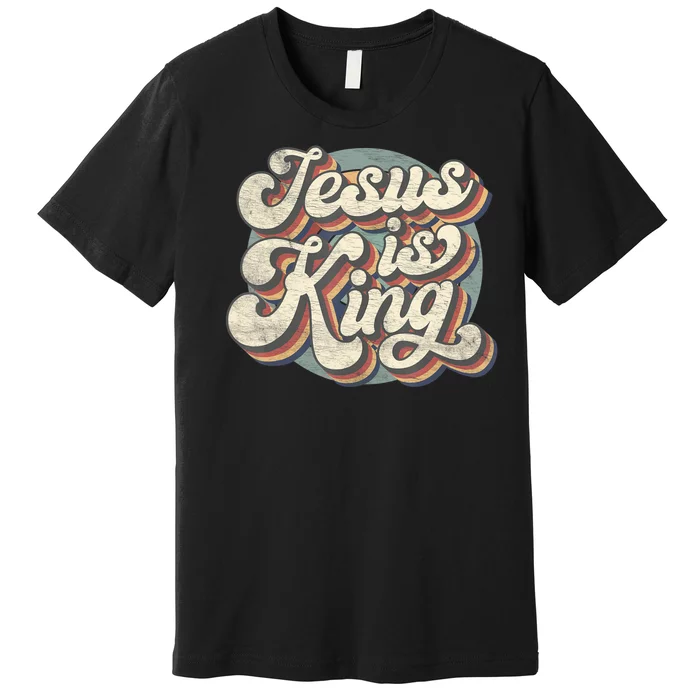 Retro Jesus Is King Christian Bible Religious Womens Premium T-Shirt