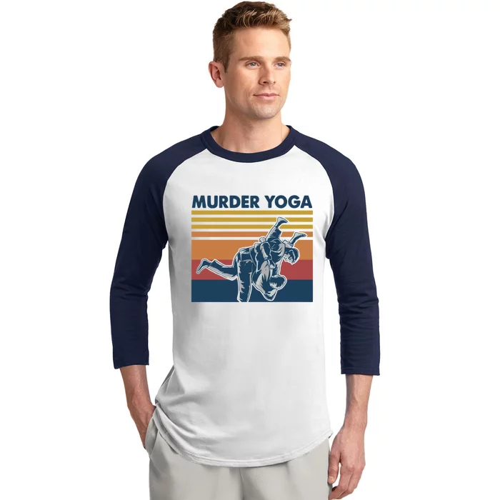 Retro Jiu Jitsu Murder Yoga Jiu Jitsu Murder Yoga Baseball Sleeve Shirt