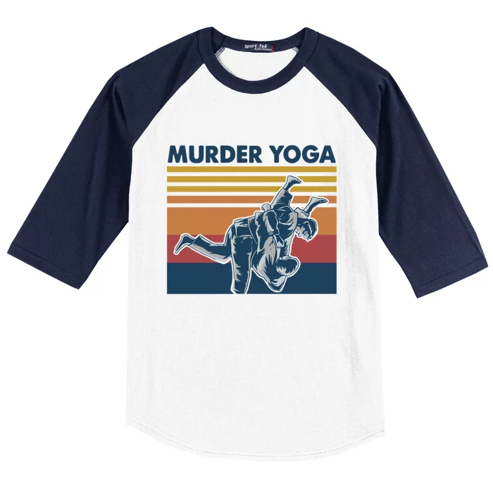 Retro Jiu Jitsu Murder Yoga Jiu Jitsu Murder Yoga Baseball Sleeve Shirt