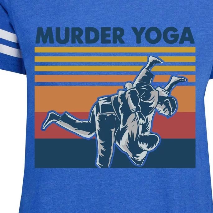 Retro Jiu Jitsu Murder Yoga Jiu Jitsu Murder Yoga Enza Ladies Jersey Football T-Shirt