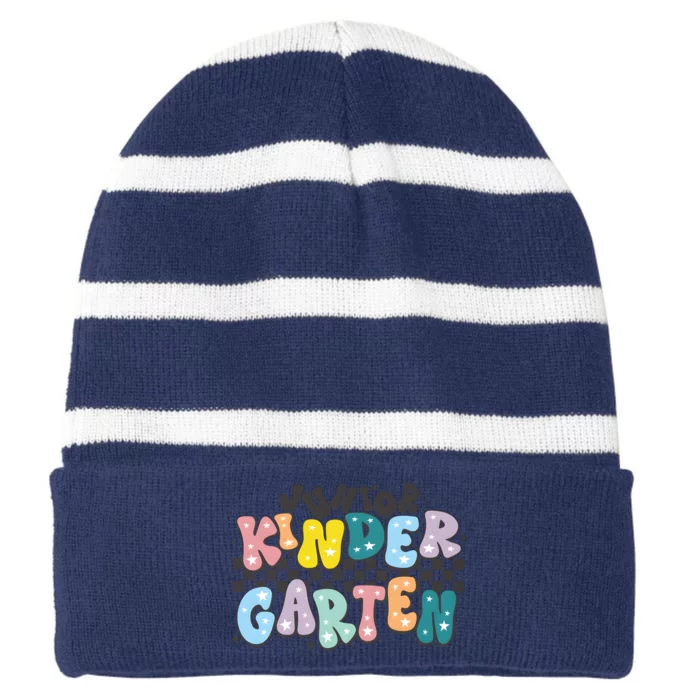 Retro Junior Kindergarten Striped Beanie with Solid Band