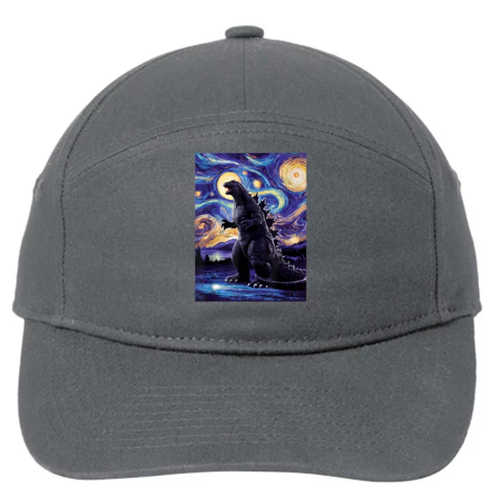 Retro Japanese Kaiju Monster Starry Night Parody 7-Panel Snapback Hat