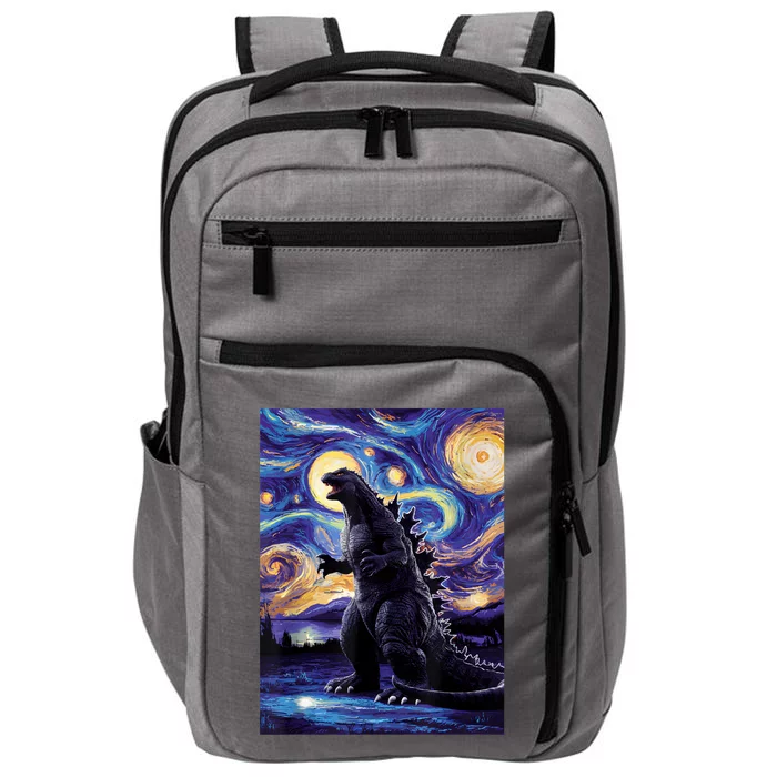 Retro Japanese Kaiju Monster Starry Night Parody Impact Tech Backpack