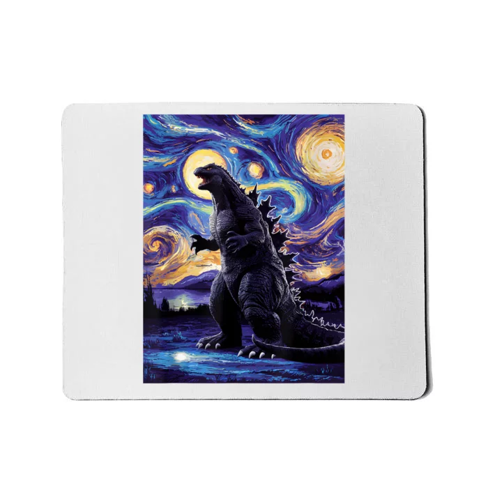 Retro Japanese Kaiju Monster Starry Night Parody Mousepad