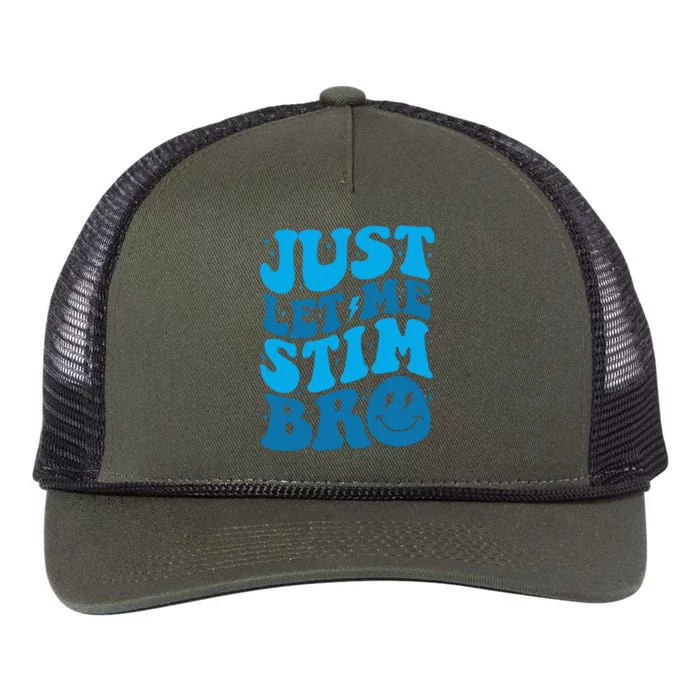 Retro Just Let Me Stim Bro Autism Awareness Retro Rope Trucker Hat Cap