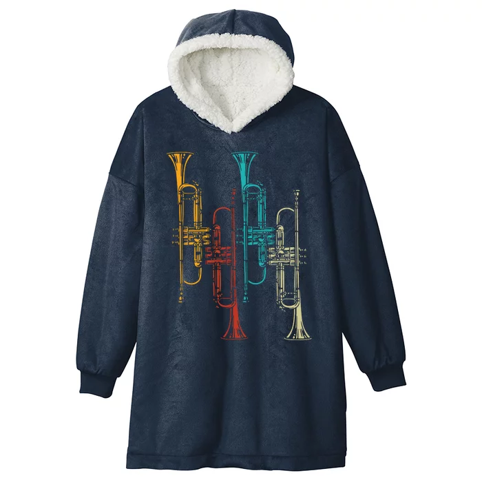 Retro Jazz Music Trumpeter Gifts Trumpet Hooded Wearable Blanket