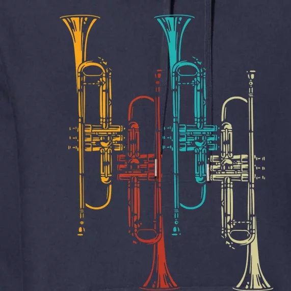 Retro Jazz Music Trumpeter Gifts Trumpet Premium Hoodie