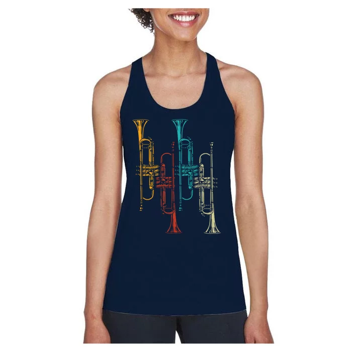 Retro Jazz Music Trumpeter Gifts Trumpet Women's Racerback Tank