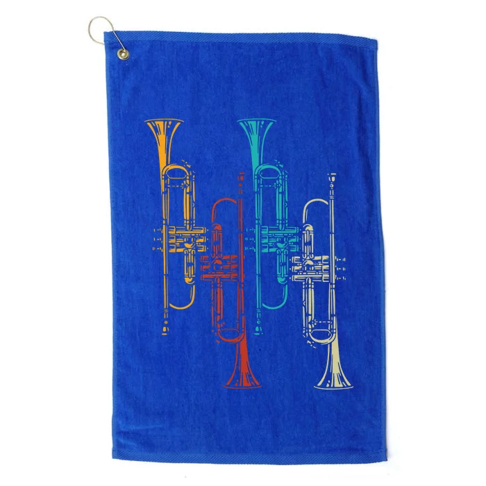 Retro Jazz Music Trumpeter Gifts Trumpet Platinum Collection Golf Towel