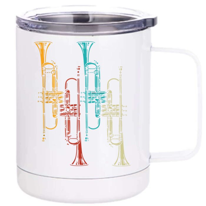 Retro Jazz Music Trumpeter Gifts Trumpet Front & Back 12oz Stainless Steel Tumbler Cup