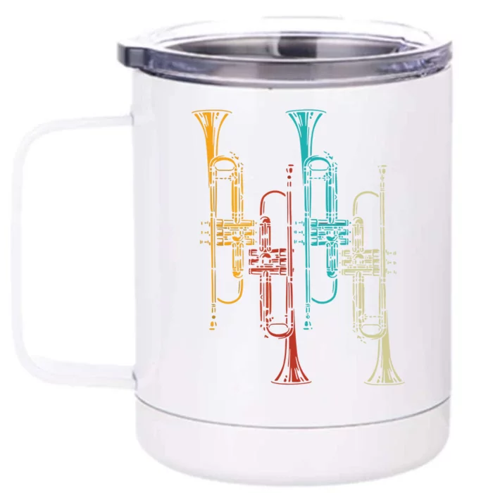 Retro Jazz Music Trumpeter Gifts Trumpet Front & Back 12oz Stainless Steel Tumbler Cup