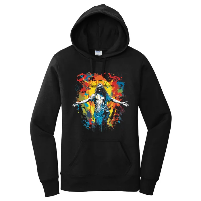 RESURRECTED JESUS MULTICOLOR LIFE Christian Design Women's Pullover Hoodie