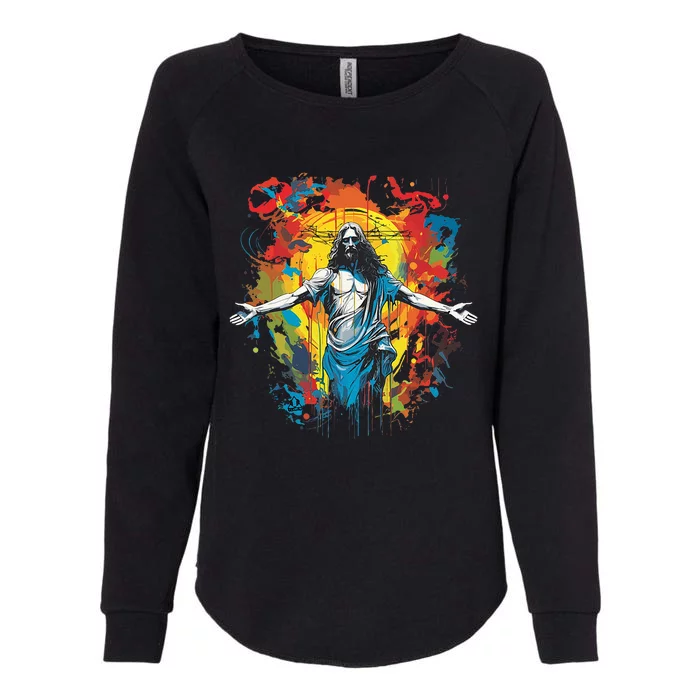 RESURRECTED JESUS MULTICOLOR LIFE Christian Design Womens California Wash Sweatshirt