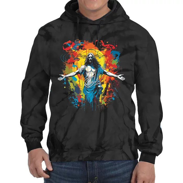 RESURRECTED JESUS MULTICOLOR LIFE Christian Design Tie Dye Hoodie